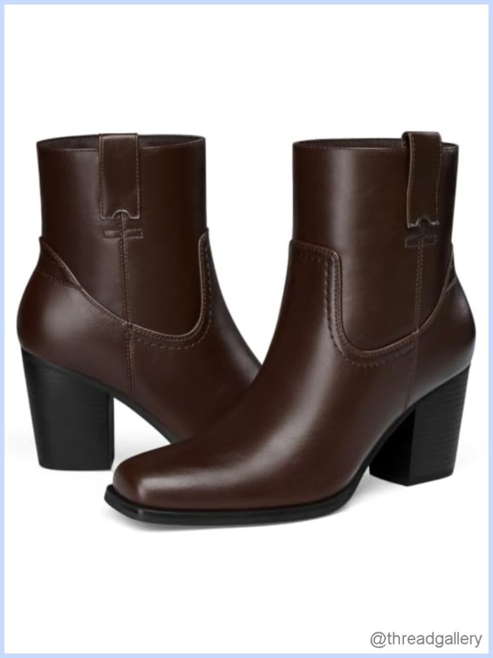Women Chunky Block Heel Ankle Boots Side Zip PU Leather Booties